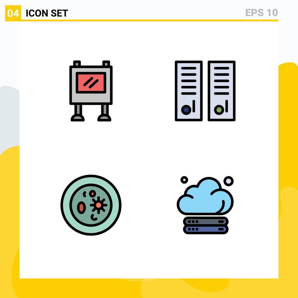 Set of 4 Modern UI Icons Symbols Signs for advertisement biochemistry poster lockers room chemistry Editable Vector Design Elements