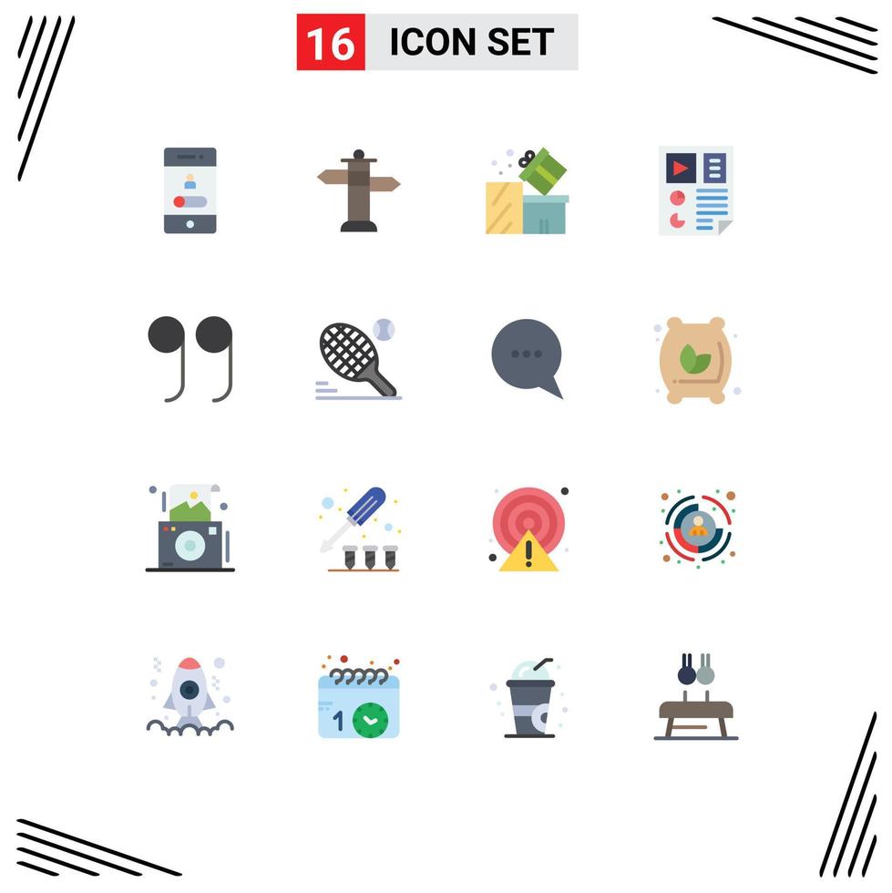 16 Universal Flat Colors Set for Web and Mobile Applications seo page gift document eid Editable Pack of Creative Vector Design Elements