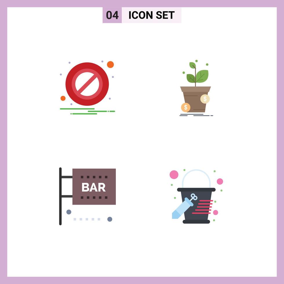 Universal Icon Symbols Group of 4 Modern Flat Icons of block food and drink dollar profit media and entertainment Editable Vector Design Elements