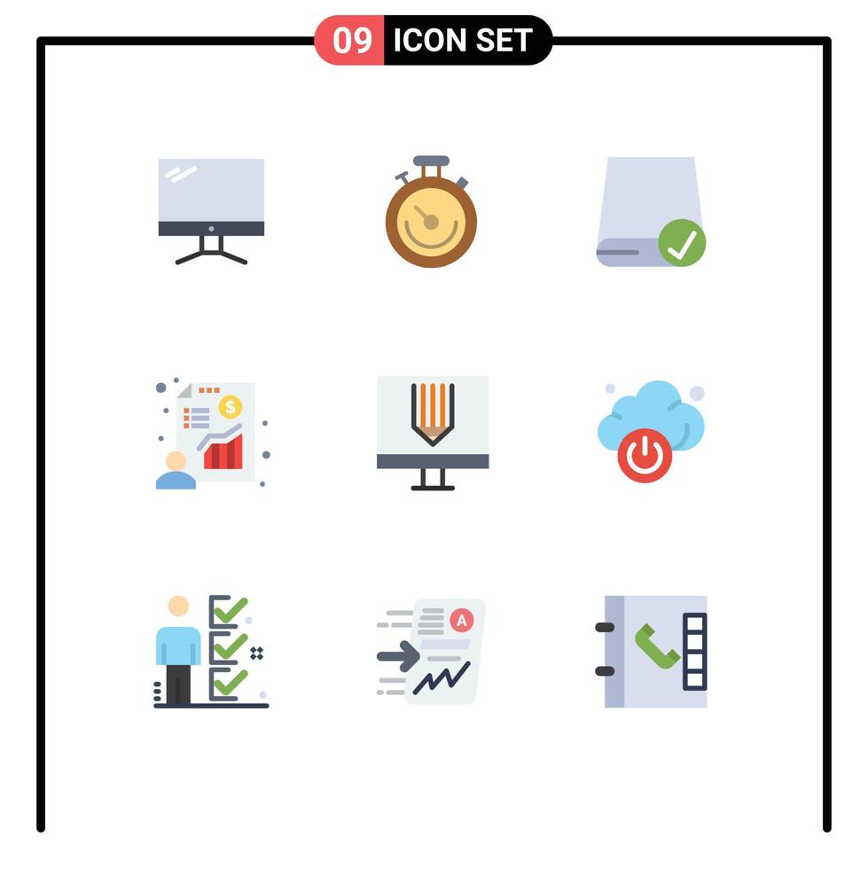 Universal Icon Symbols Group of 9 Modern Flat Colors of profit businessman time chart drive Editable Vector Design Elements