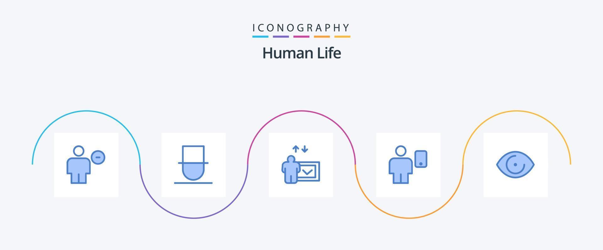 Human Blue 5 Icon Pack Including eye. human. user. device. avatar vector