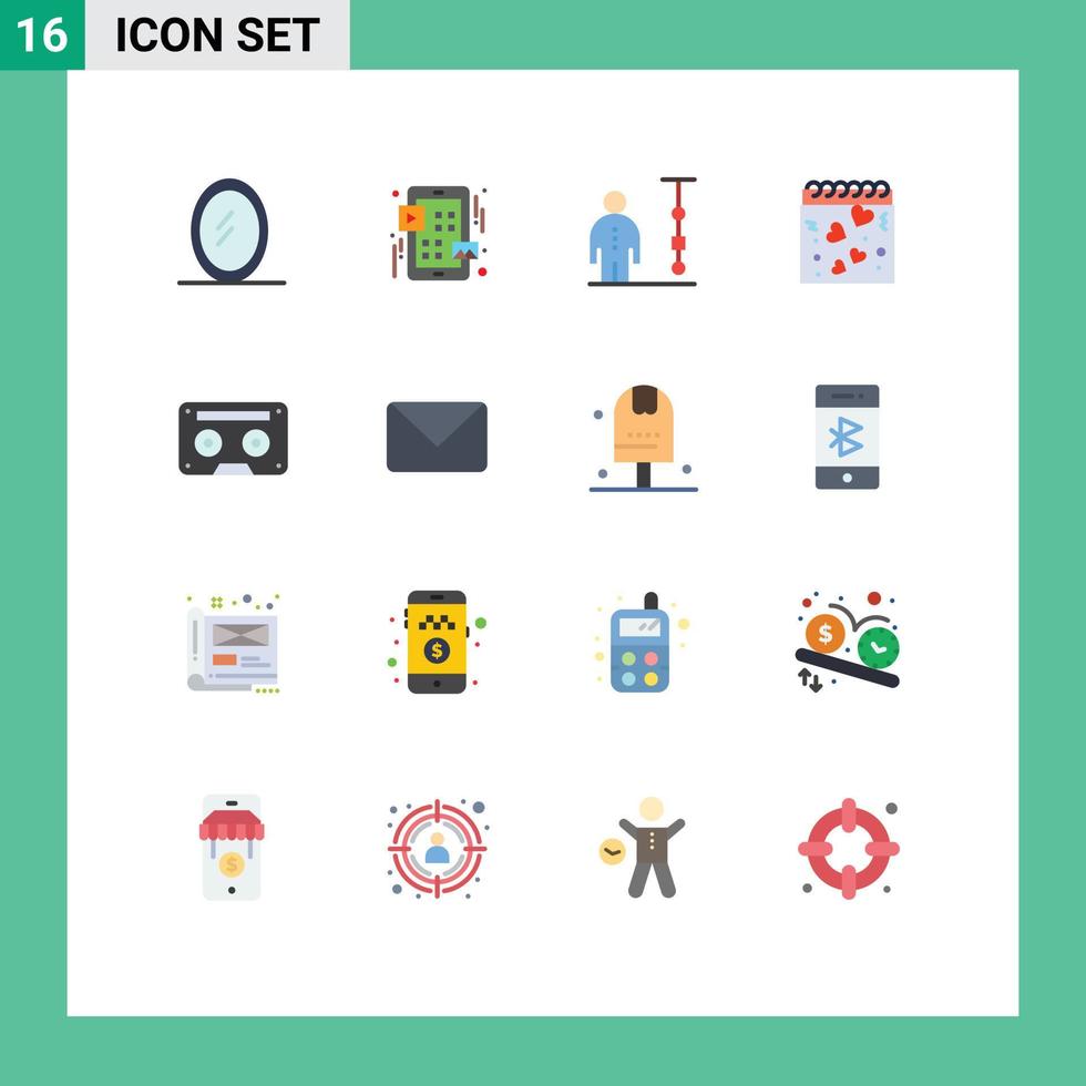 Stock Vector Icon Pack of 16 Line Signs and Symbols for audiotape analog corporate administration romance heart Editable Pack of Creative Vector Design Elements