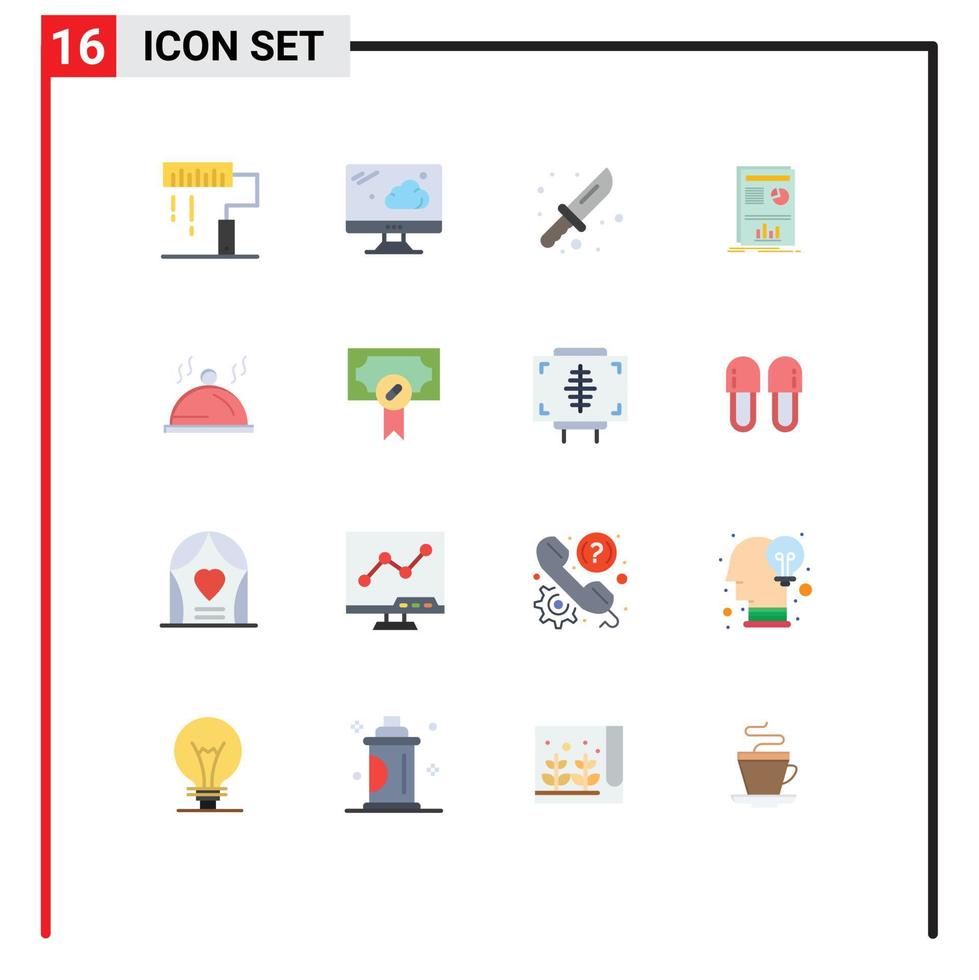 16 Thematic Vector Flat Colors and Editable Symbols of dish success camping graph presentation Editable Pack of Creative Vector Design Elements