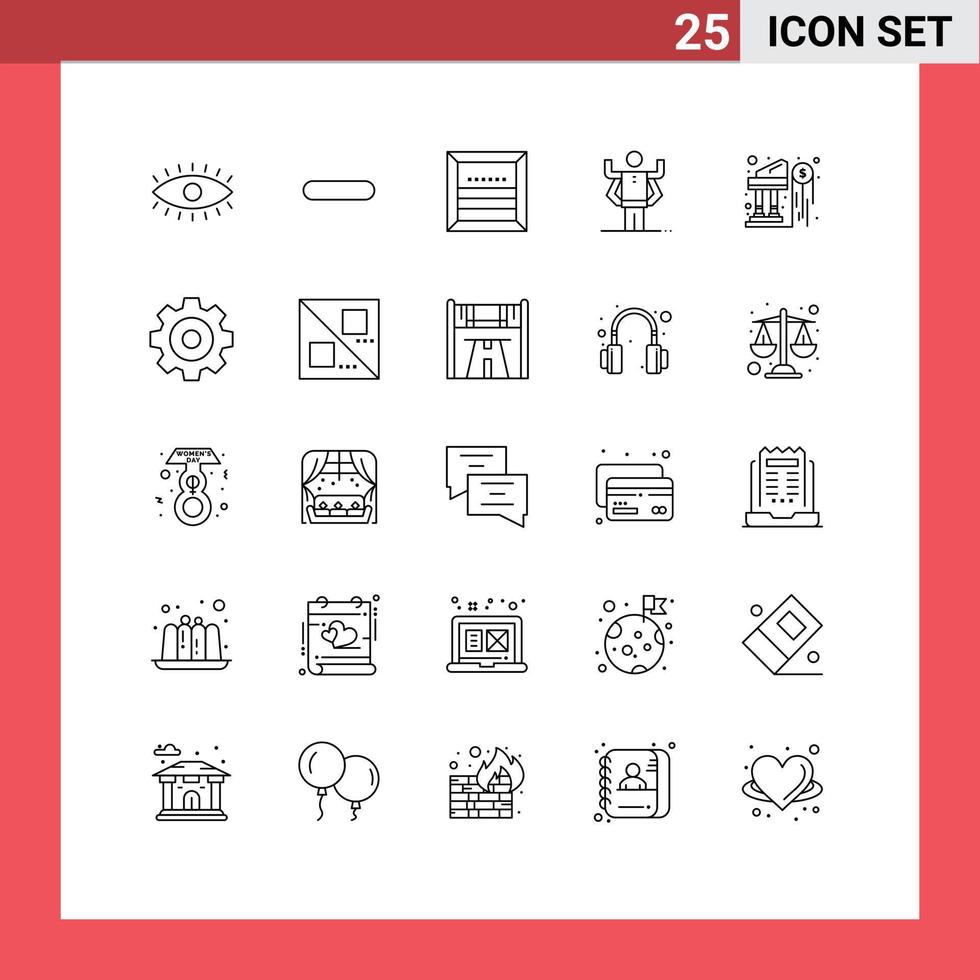 25 Line concept for Websites Mobile and Apps bank multitask box human shipping Editable Vector Design Elements