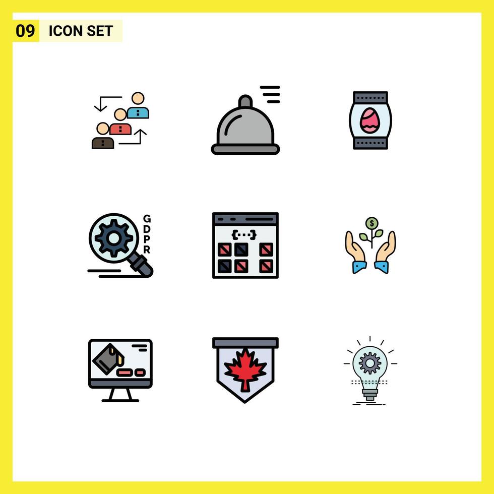 9 Creative Icons Modern Signs and Symbols of app search dish gdpr easter Editable Vector Design Elements