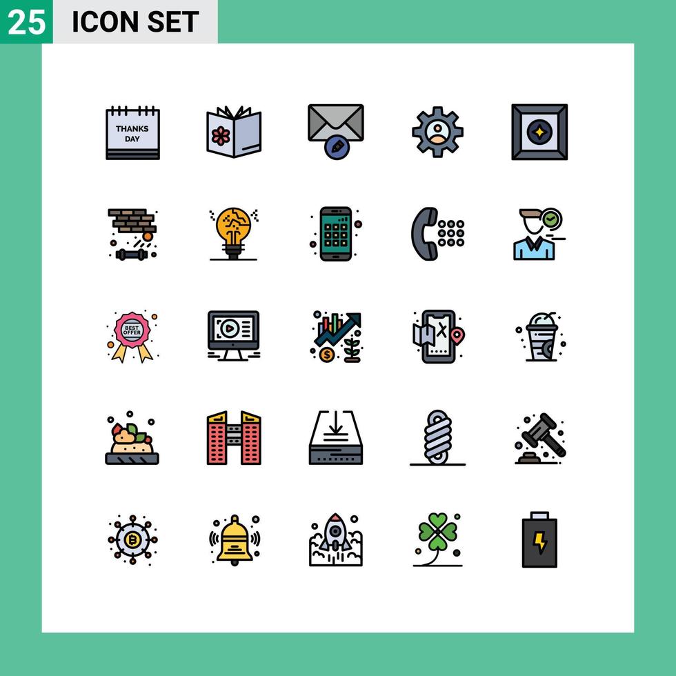 Universal Icon Symbols Group of 25 Modern Filled line Flat Colors of box profile mixture controls write Editable Vector Design Elements