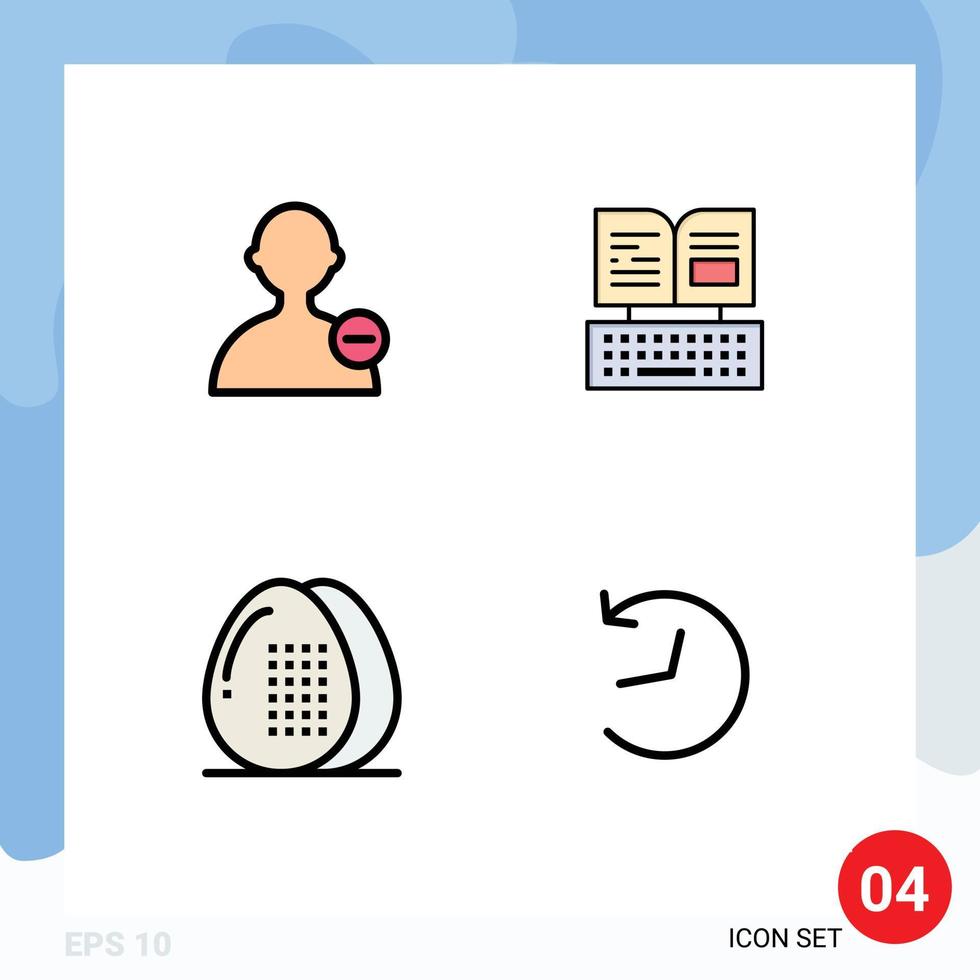 Stock Vector Icon Pack of 4 Line Signs and Symbols for basic egg key facebook meal Editable Vector Design Elements