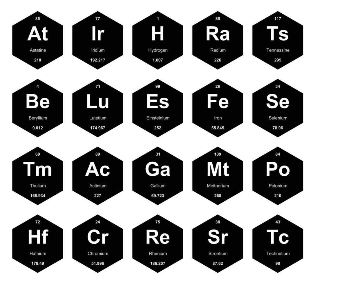 diseño de paquete de iconos de 20 tablas preiodicas de los elementos vector