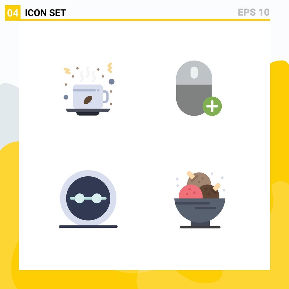 Set of 4 Vector Flat Icons on Grid for winter hardware drink computers frame Editable Vector Design Elements