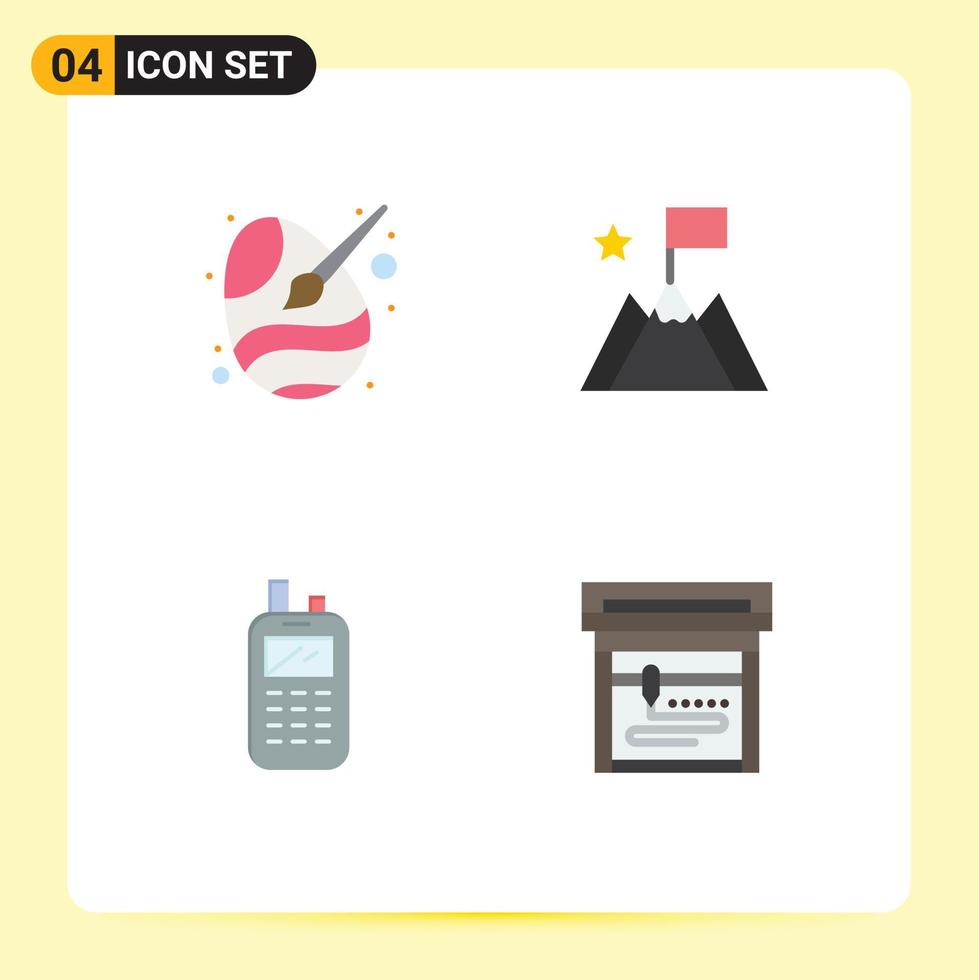Pictogram Set of 4 Simple Flat Icons of paint brush phone egg mission receiver Editable Vector Design Elements