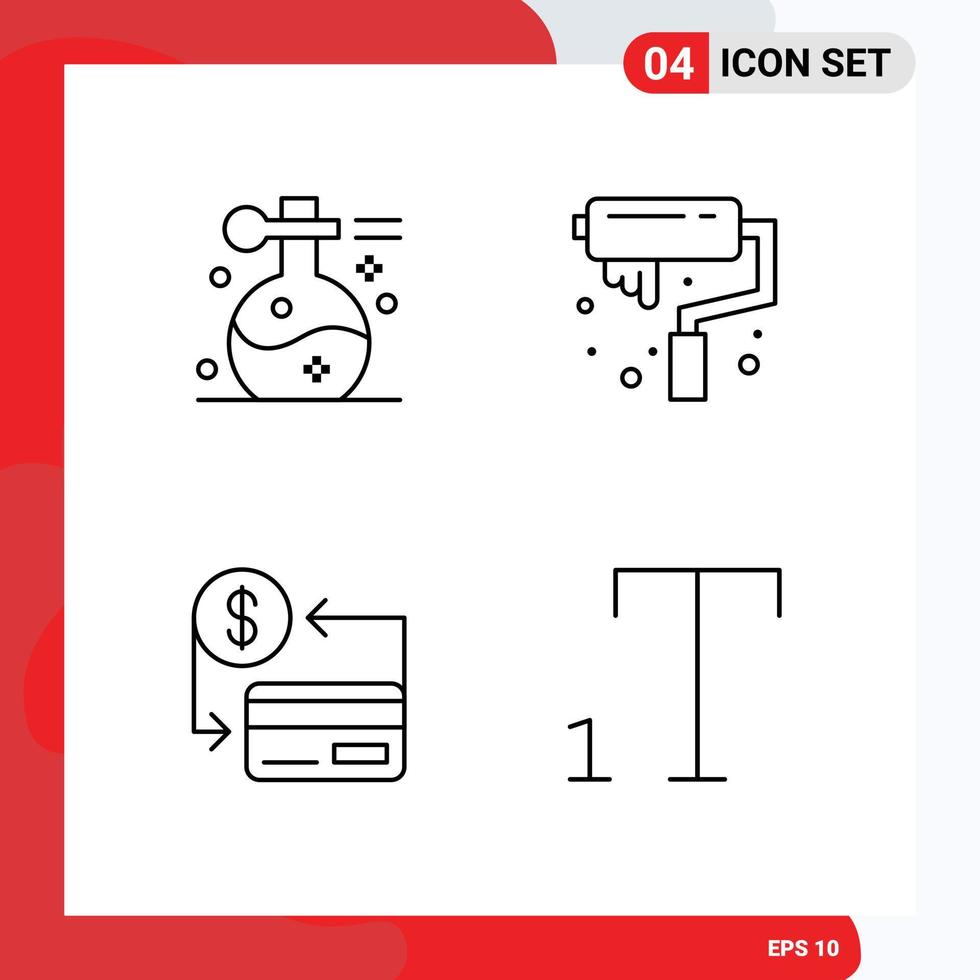 Line Pack of 4 Universal Symbols of beauty card spa arts cashless Editable Vector Design Elements