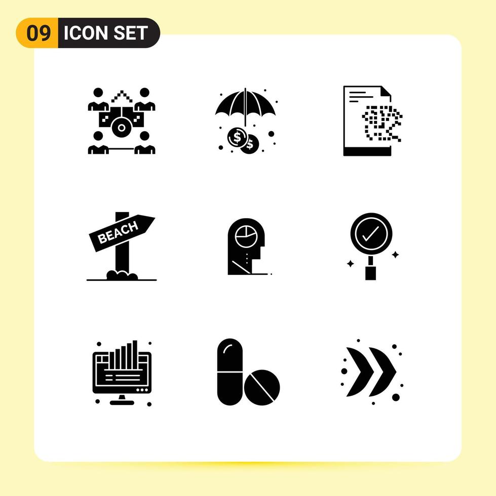 Universal Icon Symbols Group of 9 Modern Solid Glyphs of hat profile server human travel Editable Vector Design Elements