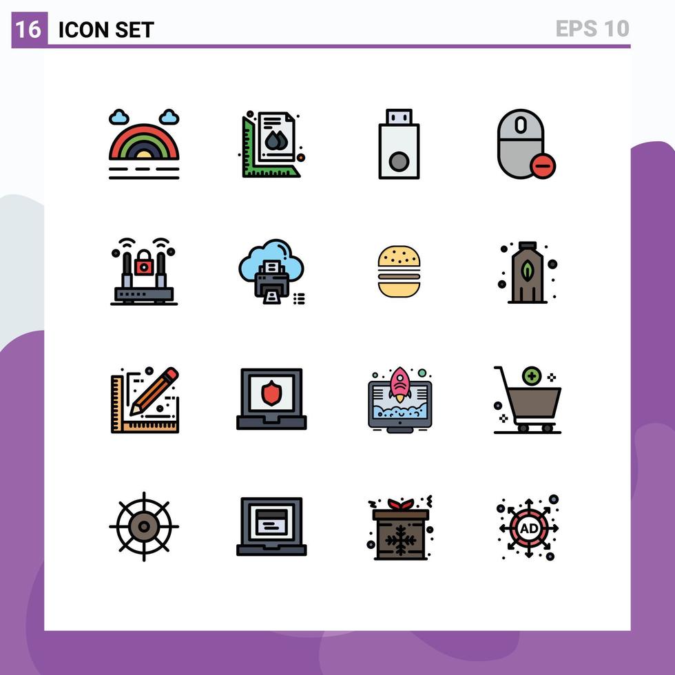 16 User Interface Flat Color Filled Line Pack of modern Signs and Symbols of remove hardware devices gadget technology Editable Creative Vector Design Elements