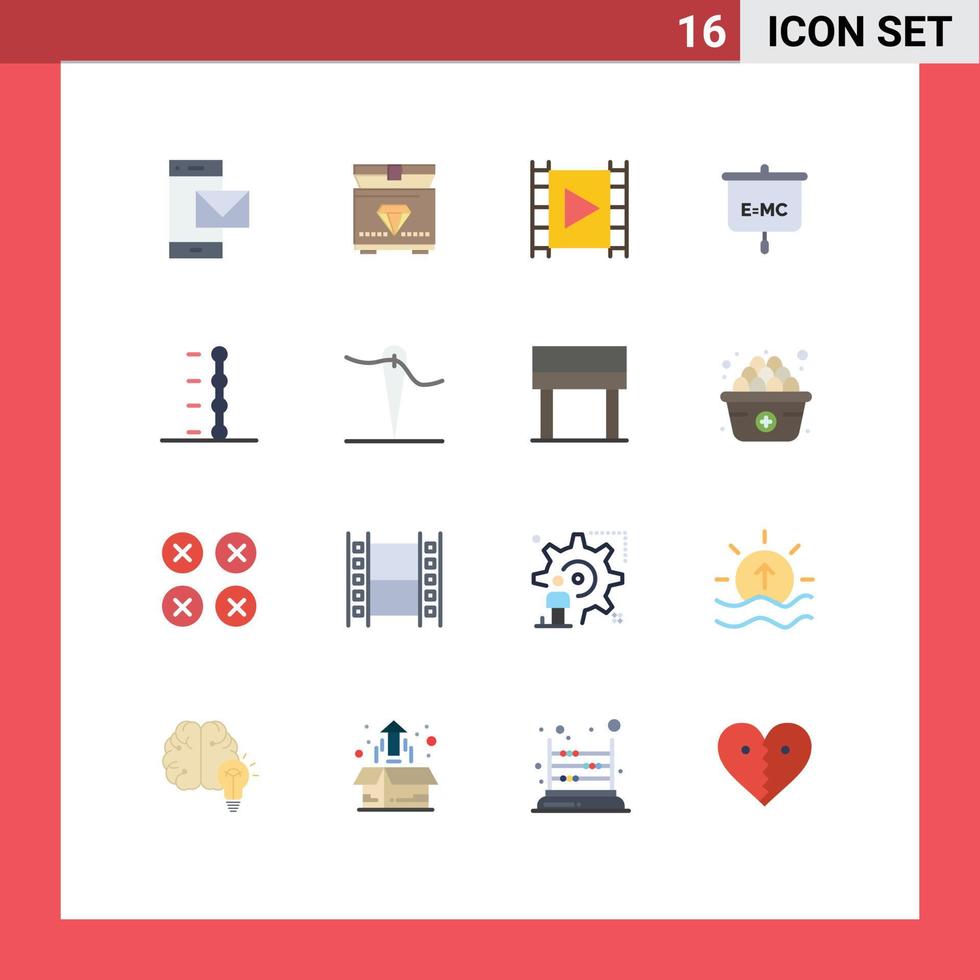 Universal Icon Symbols Group of 16 Modern Flat Colors of auto presentation media education stream Editable Pack of Creative Vector Design Elements
