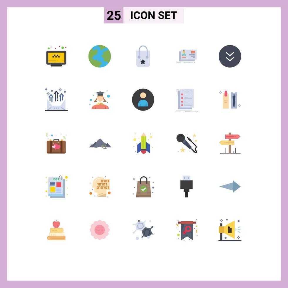 conjunto moderno de 25 colores planos pictograma de flechas tarjeta bolso identidad id elementos de diseño vectorial editables vector