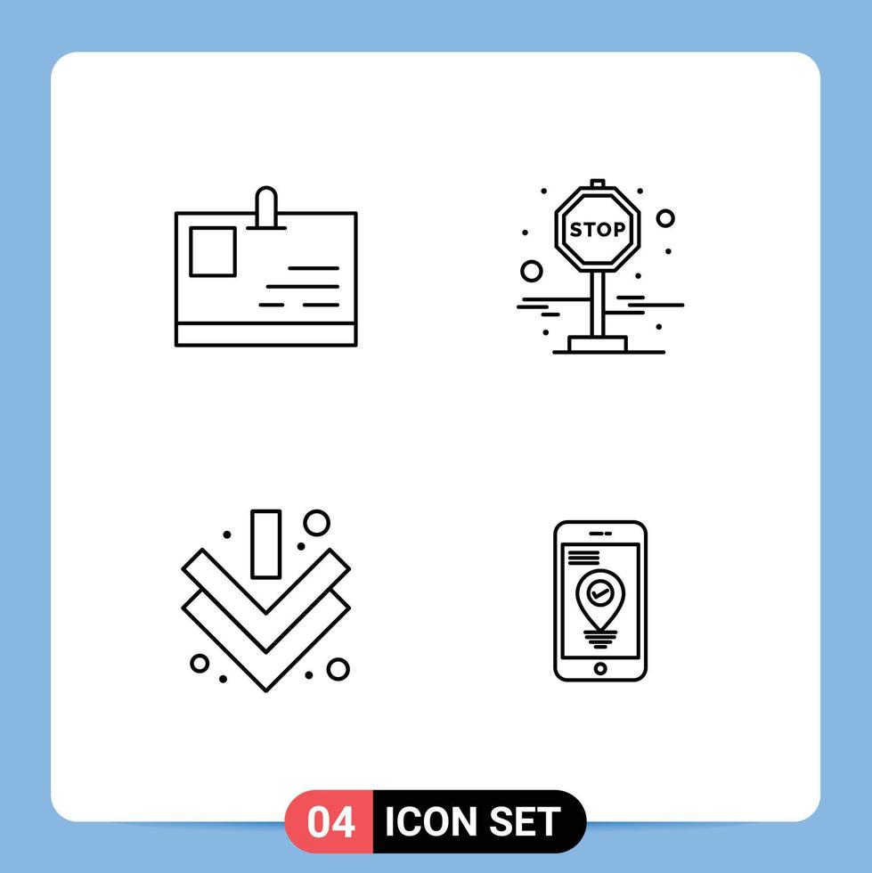 Editable Vector Line Pack of 4 Simple Filledline Flat Colors of card full pass stop location Editable Vector Design Elements