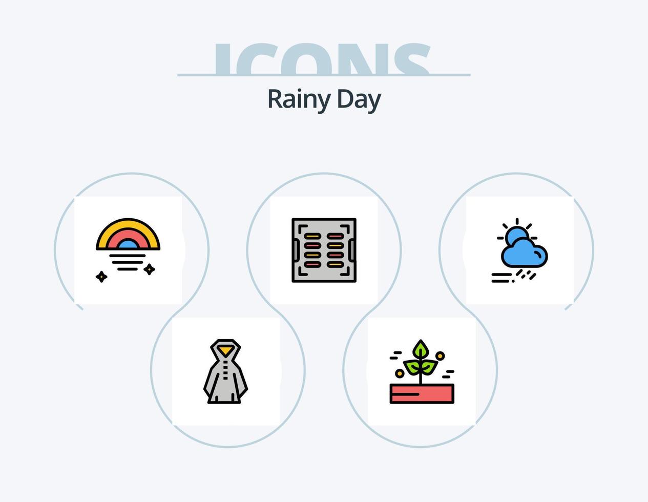 Rainy Line Filled Icon Pack 5 Icon Design. mobile. drain. floor. construction. wet vector