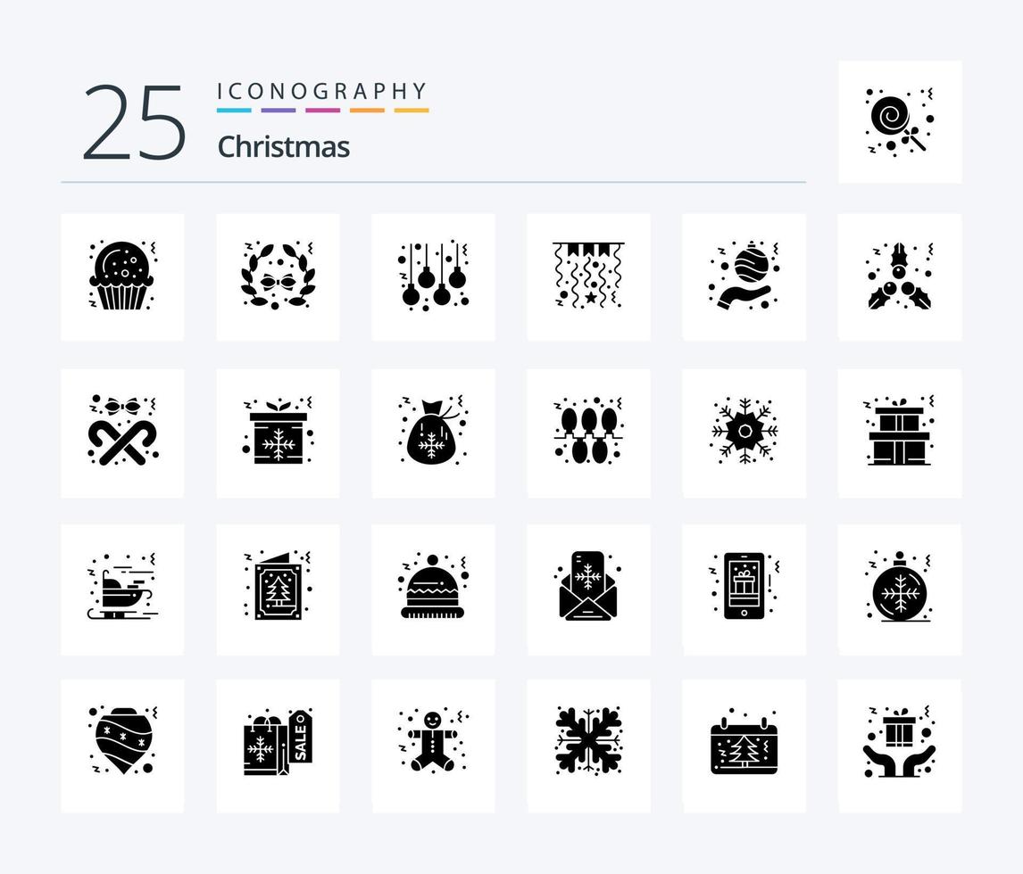 Christmas 25 Solid Glyph icon pack including christmas. holidays. christmas. christmas. winter vector