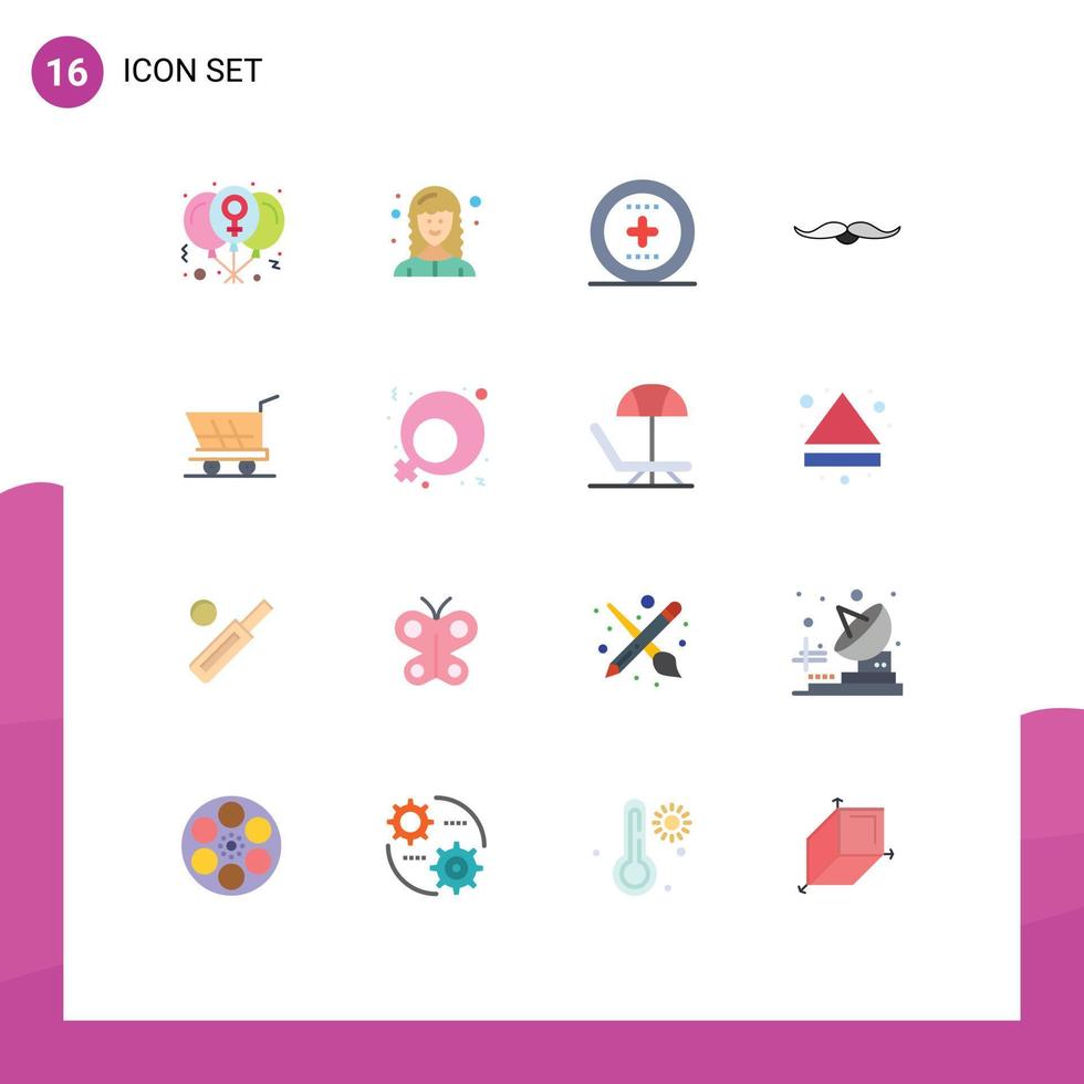 Set of 16 Modern UI Icons Symbols Signs for men movember web developer hipster ux Editable Pack of Creative Vector Design Elements