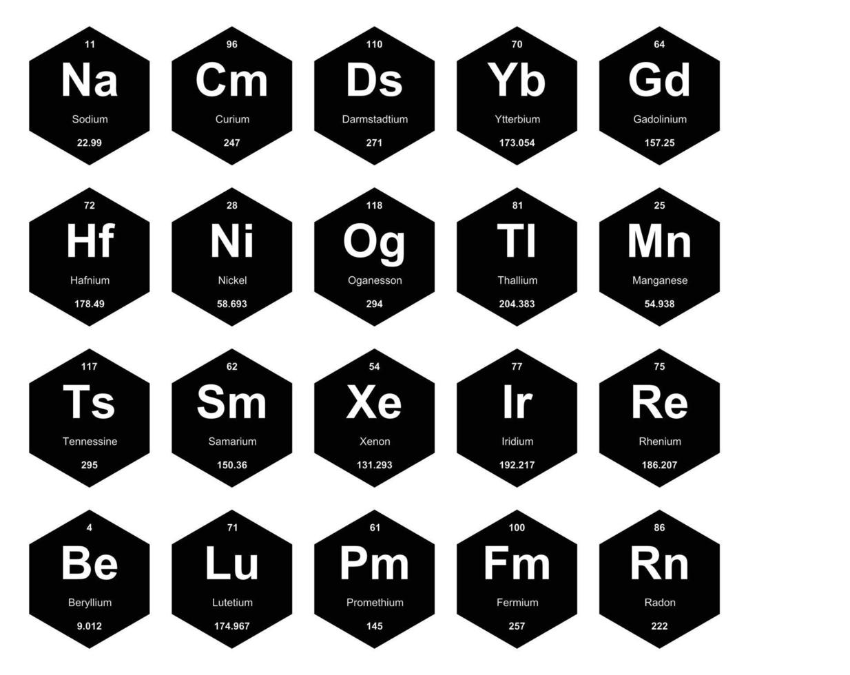 20 Preiodic table of the elements Icon Pack Design vector