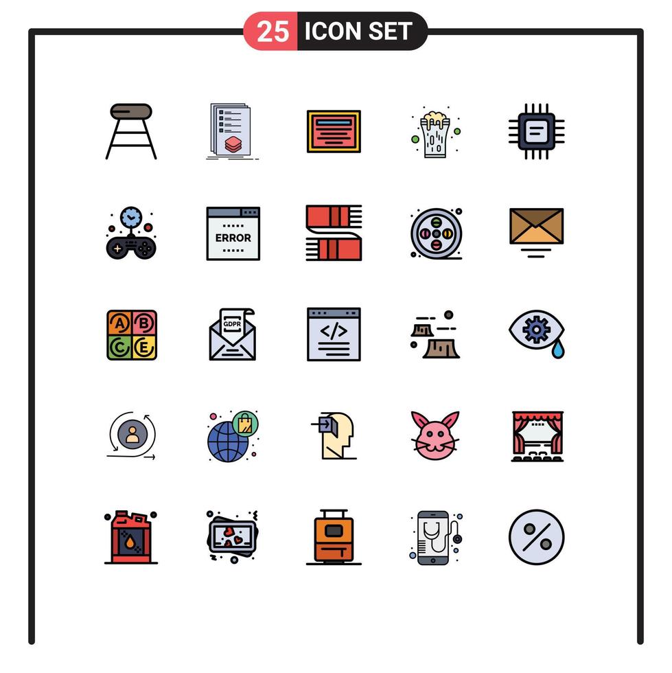 25 Creative Icons Modern Signs and Symbols of chip cheers mark celebrate wine Editable Vector Design Elements
