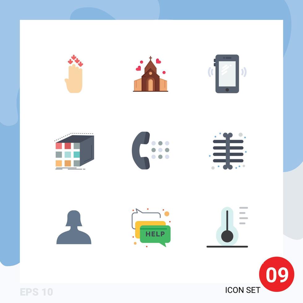 Editable Vector Line Pack of 9 Simple Flat Colors of matrix cube phone aggregation signals Editable Vector Design Elements