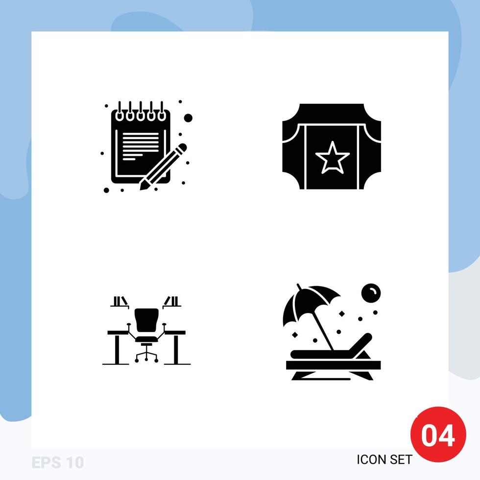 Stock Vector Icon Pack of 4 Line Signs and Symbols for list business schedule film computer Editable Vector Design Elements