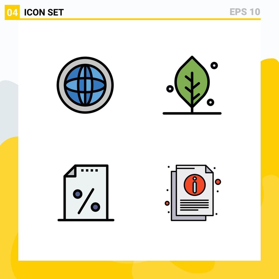 Pictogram Set of 4 Simple Filledline Flat Colors of center document help leaf payment Editable Vector Design Elements