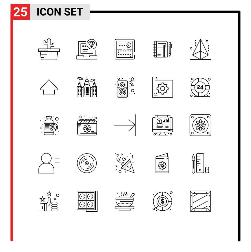 25 Creative Icons Modern Signs and Symbols of pen notepad competition note workbook Editable Vector Design Elements