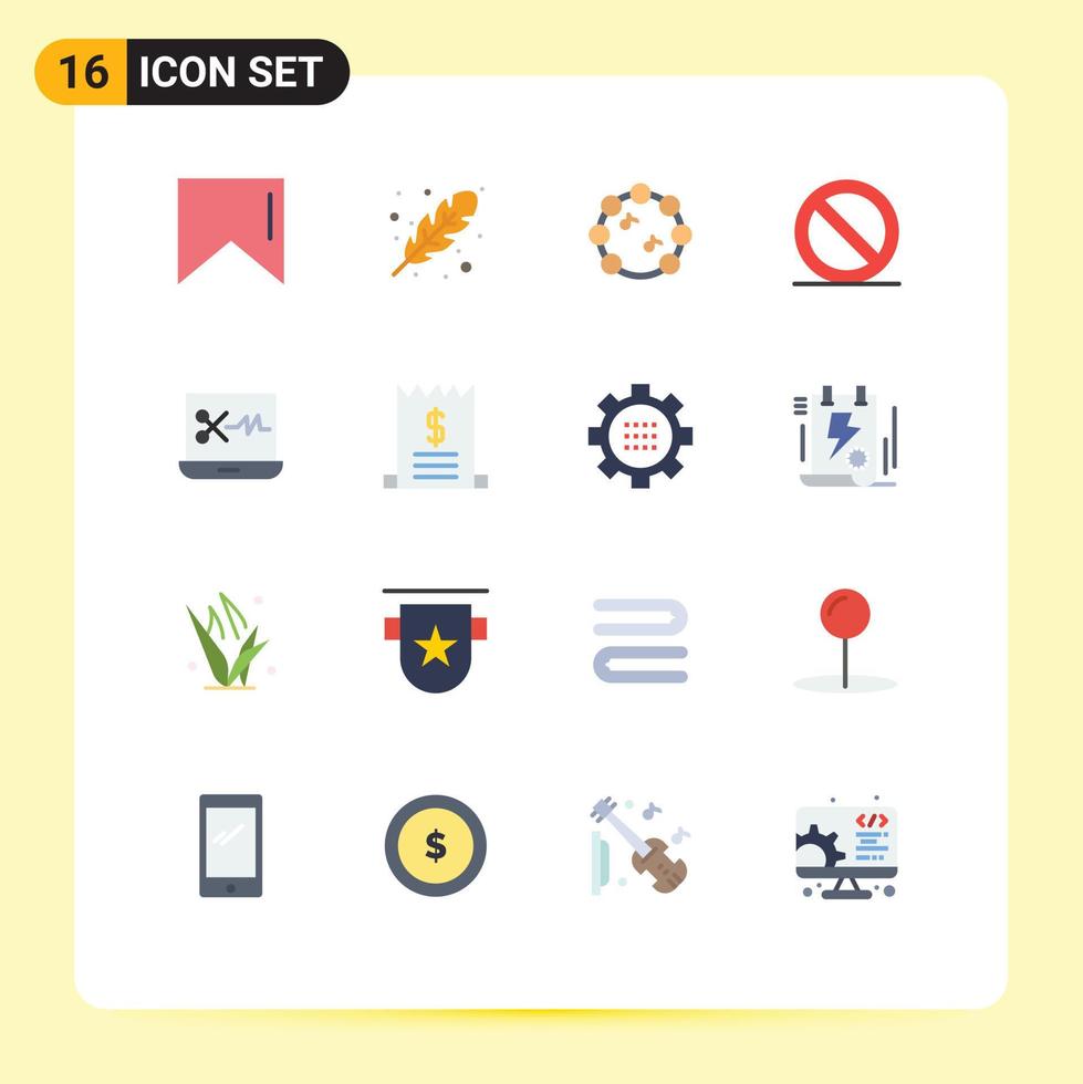 16 Thematic Vector Flat Colors and Editable Symbols of ecommerce bills virtuoso digital audio editor audio editing Editable Pack of Creative Vector Design Elements