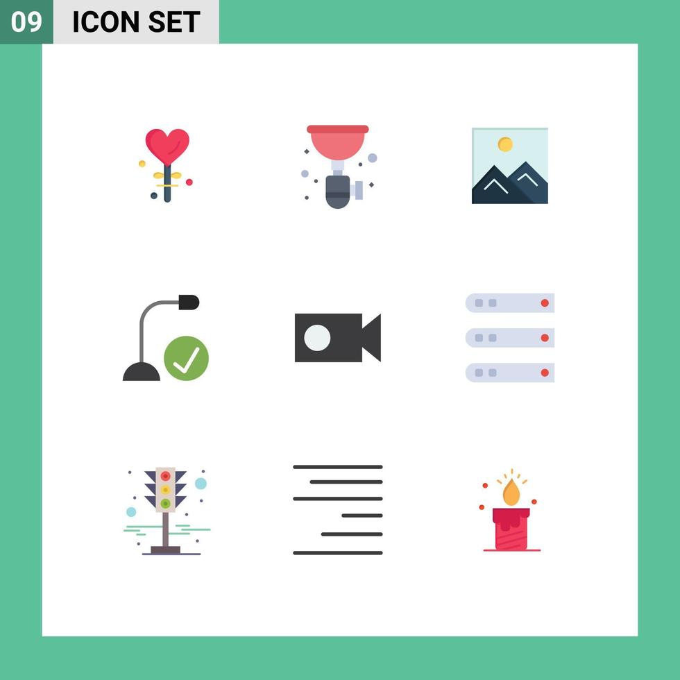 9 Universal Flat Color Signs Symbols of hardware devices siphon connected education Editable Vector Design Elements