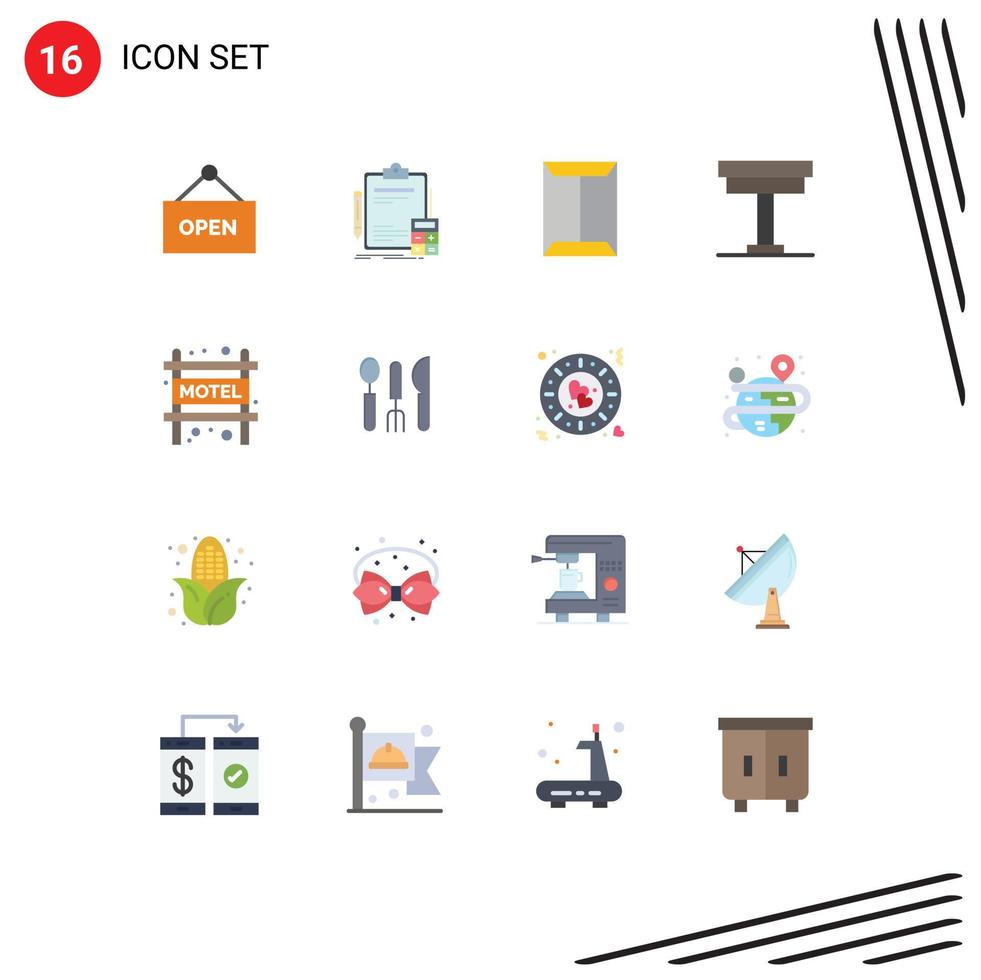 16 iconos creativos signos y símbolos modernos de muebles de mesa caja de escritorio paquete editable de elementos de diseño de vectores creativos