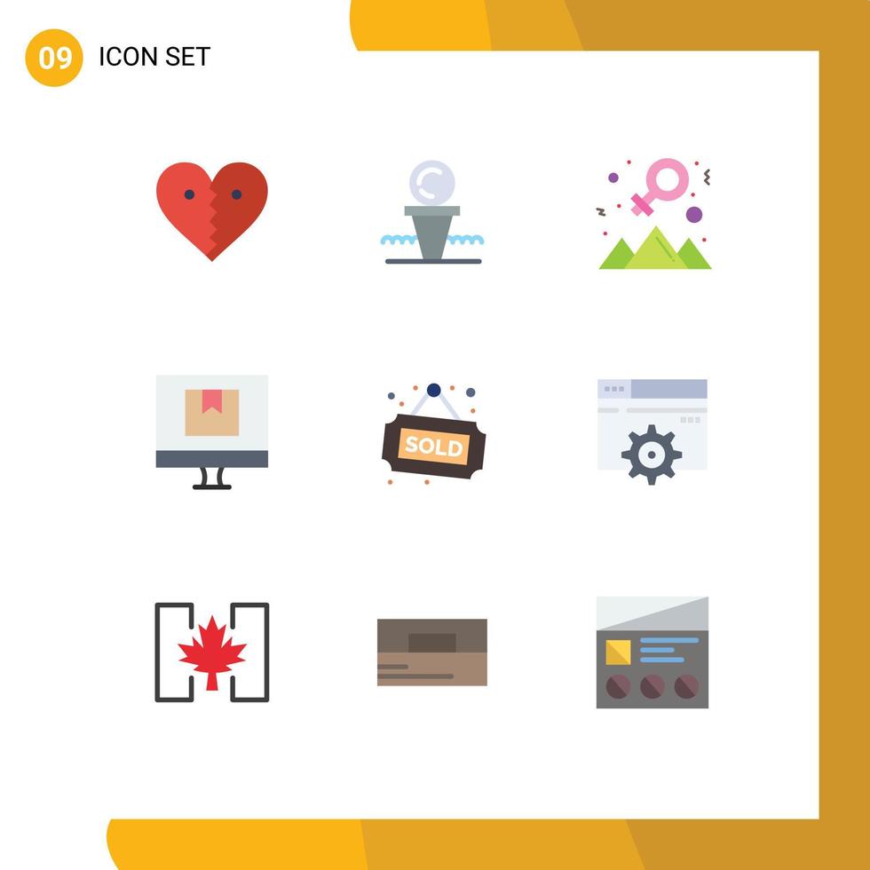 Universal Icon Symbols Group of 9 Modern Flat Colors of e commerce hit box outstanding Editable Vector Design Elements