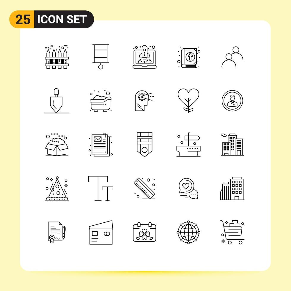 User Interface Pack of 25 Basic Lines of looked holiday boost easter book Editable Vector Design Elements