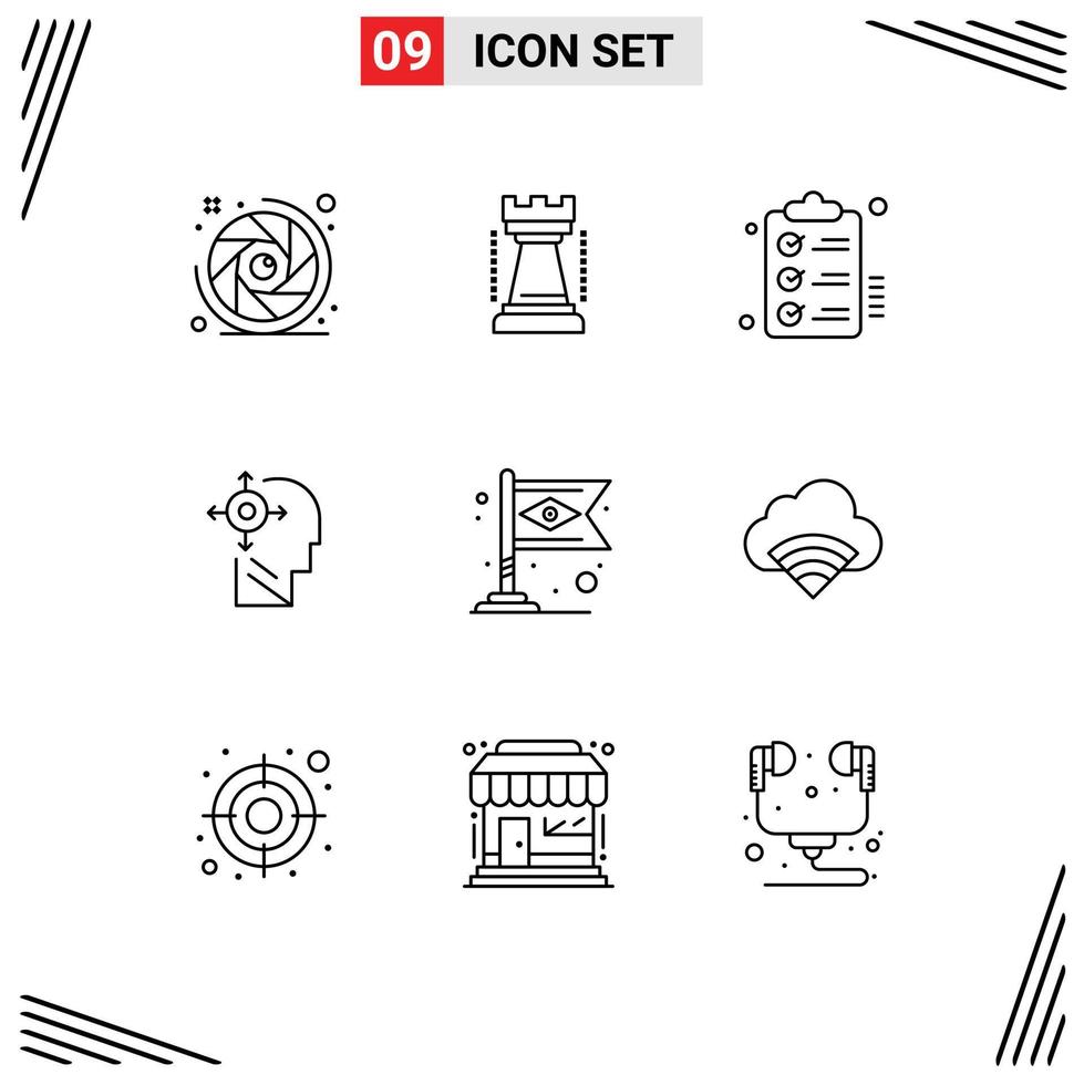 Outline Pack of 9 Universal Symbols of banner yourself checklist transform todo Editable Vector Design Elements