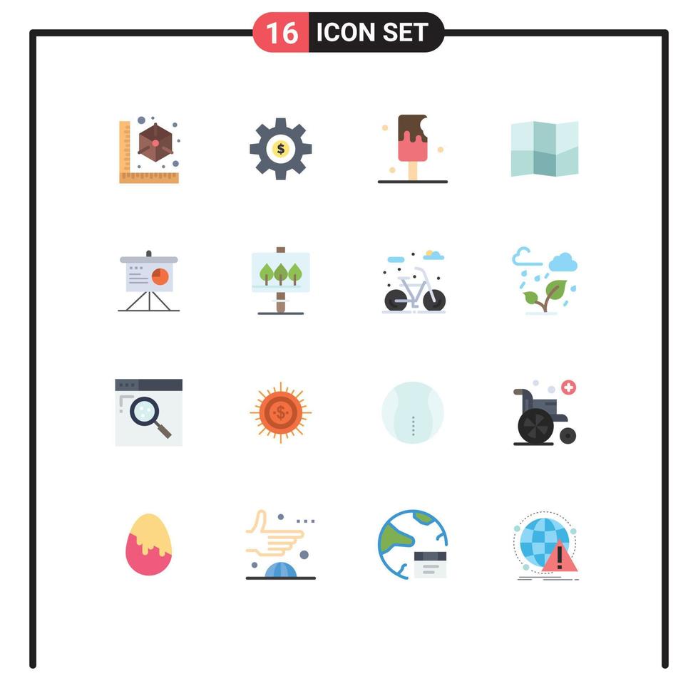 Set of 16 Vector Flat Colors on Grid for board presentation services map sweet Editable Pack of Creative Vector Design Elements