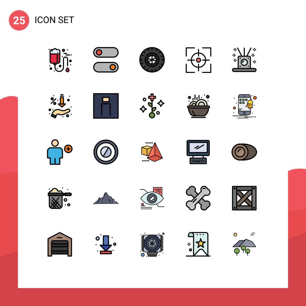 25 iconos creativos signos y símbolos modernos de elementos de diseño vectorial editables de objetivo de coche de incienso de spa vector