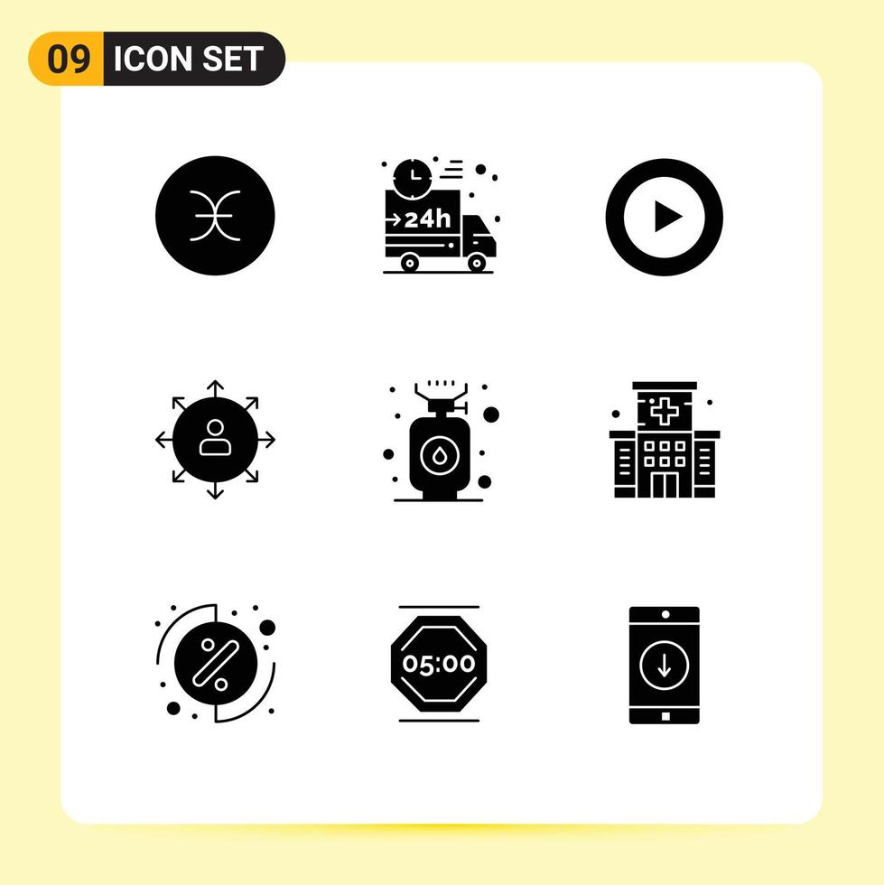 Universal Icon Symbols Group of 9 Modern Solid Glyphs of person employee car career direction Editable Vector Design Elements