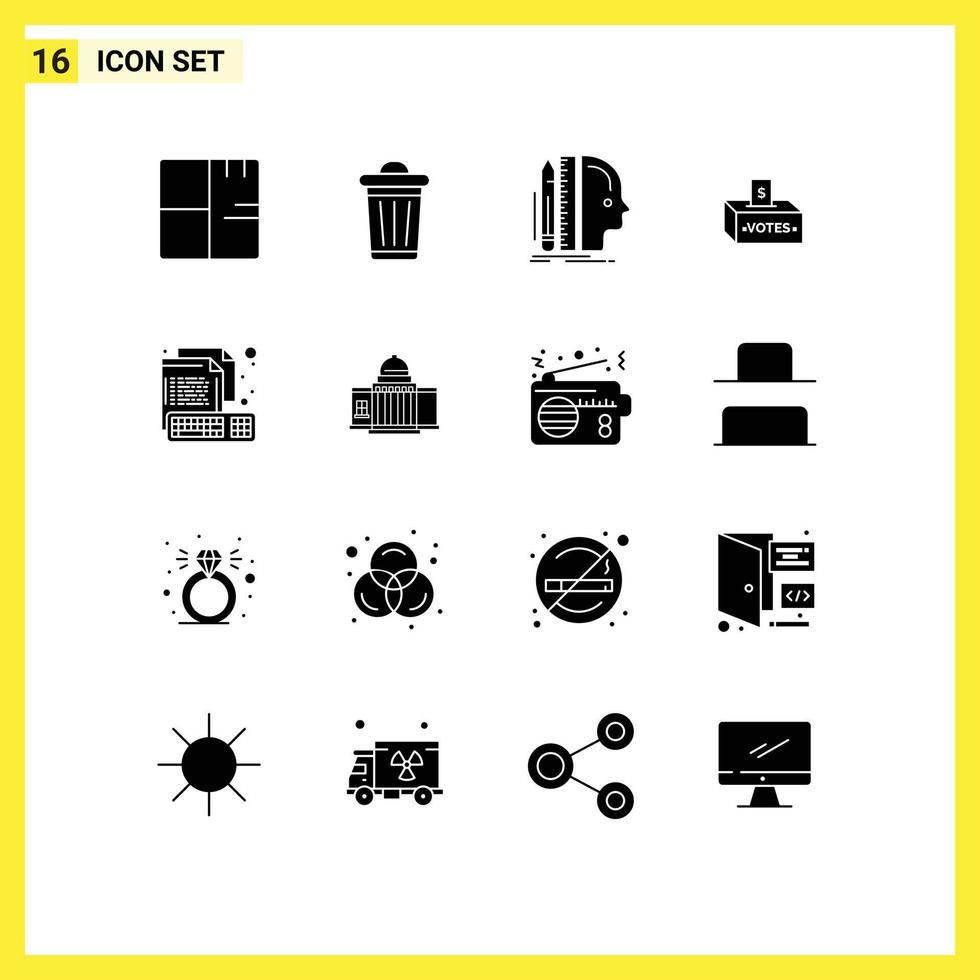 16 User Interface Solid Glyph Pack of modern Signs and Symbols of influence corruption tree bribe size Editable Vector Design Elements