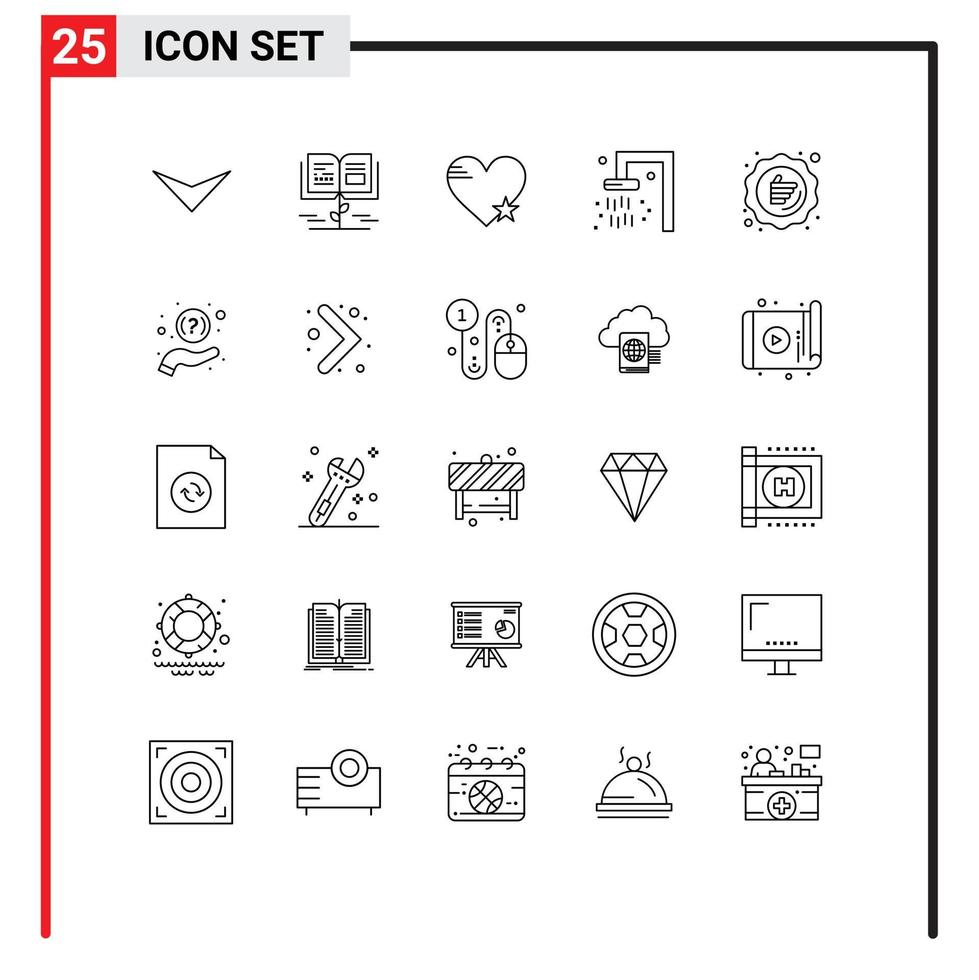 Group of 25 Modern Lines Set for like discount heart travel bath Editable Vector Design Elements