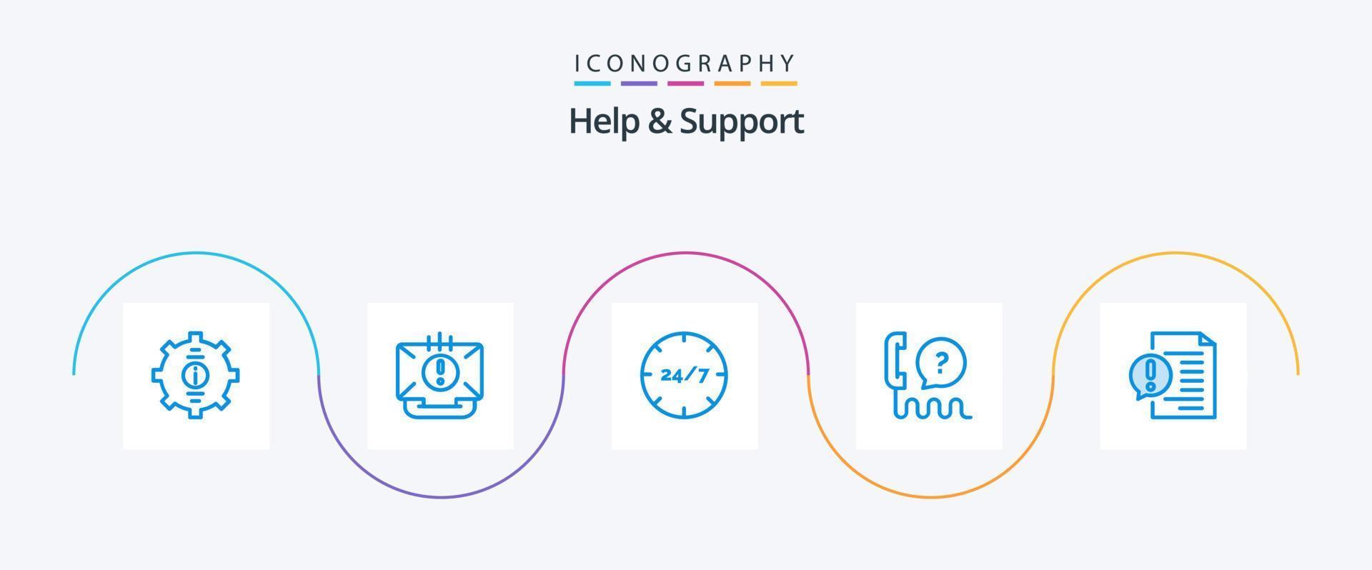 Help And Support Blue 5 Icon Pack Including interface. customer. help. service. customer vector