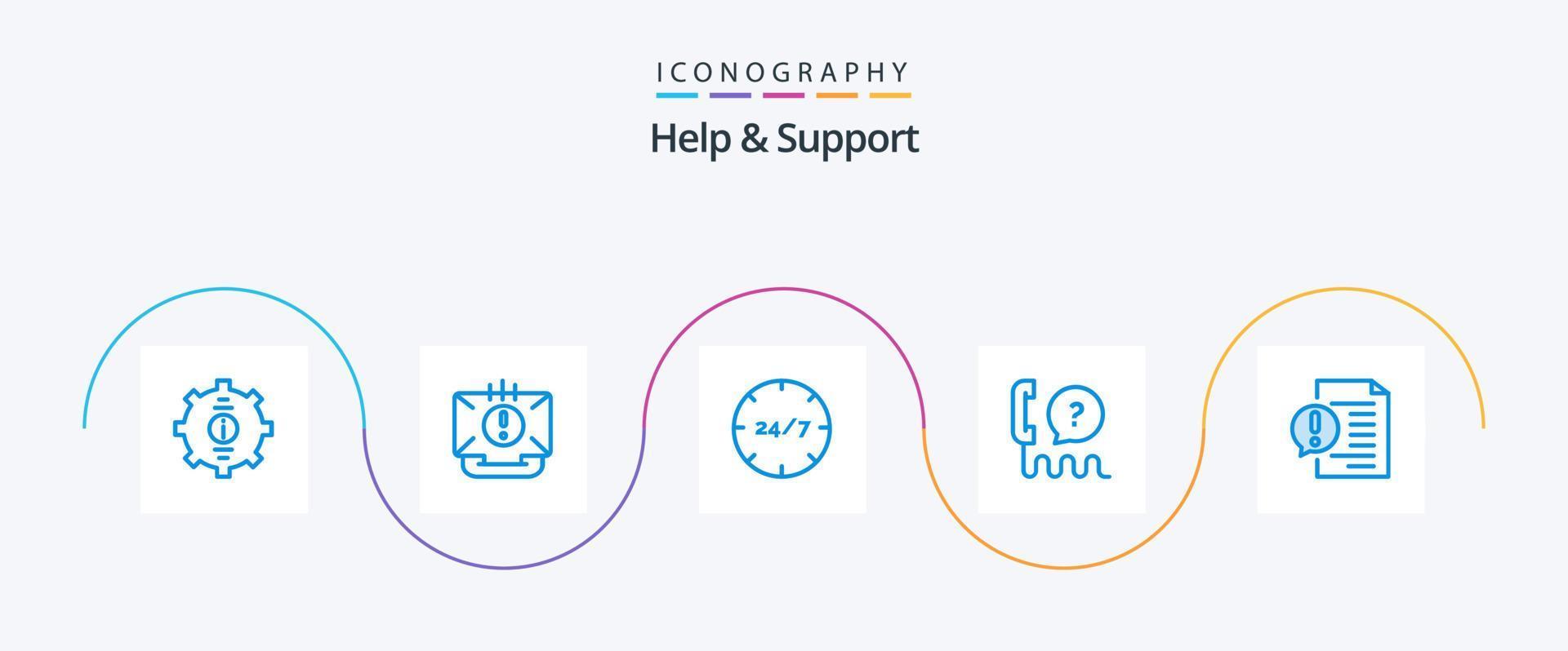 paquete de iconos azul 5 de ayuda y soporte que incluye la interfaz. cliente. ayudar. Servicio. cliente vector