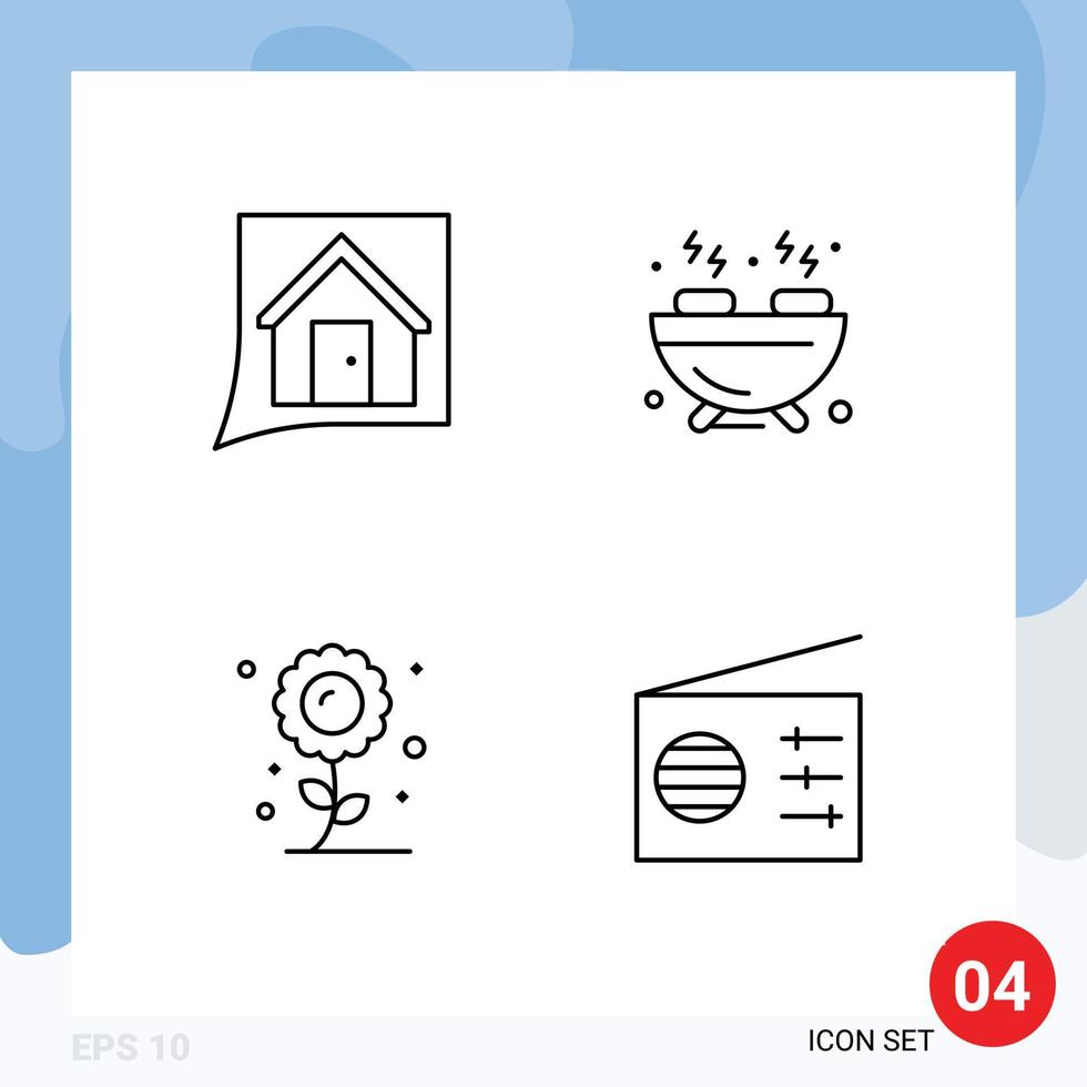 4 iconos creativos signos y símbolos modernos de contacto flor convo comida girasol elementos de diseño vectorial editables vector