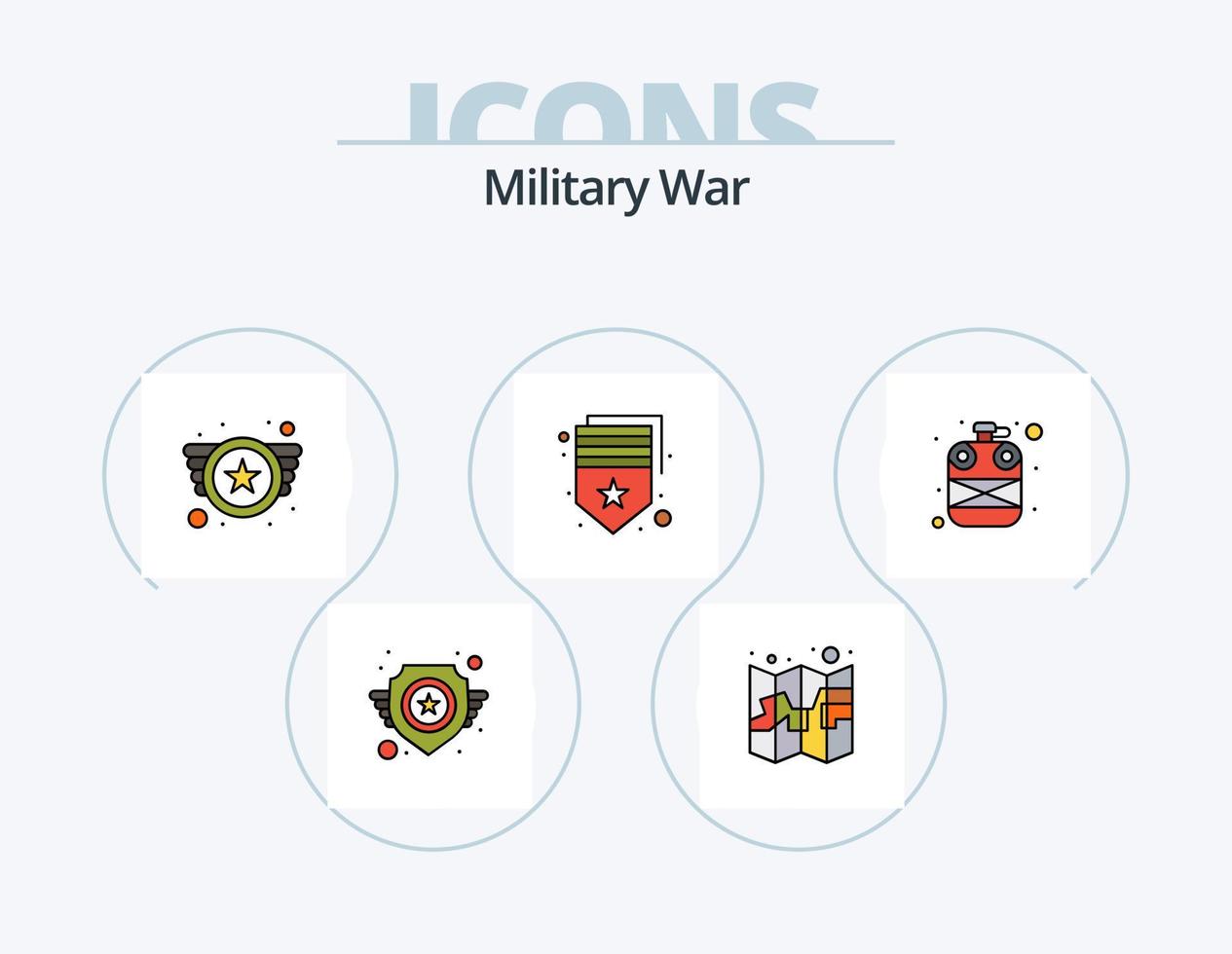 Military War Line Filled Icon Pack 5 Icon Design. camp. fight. army. war. military vector