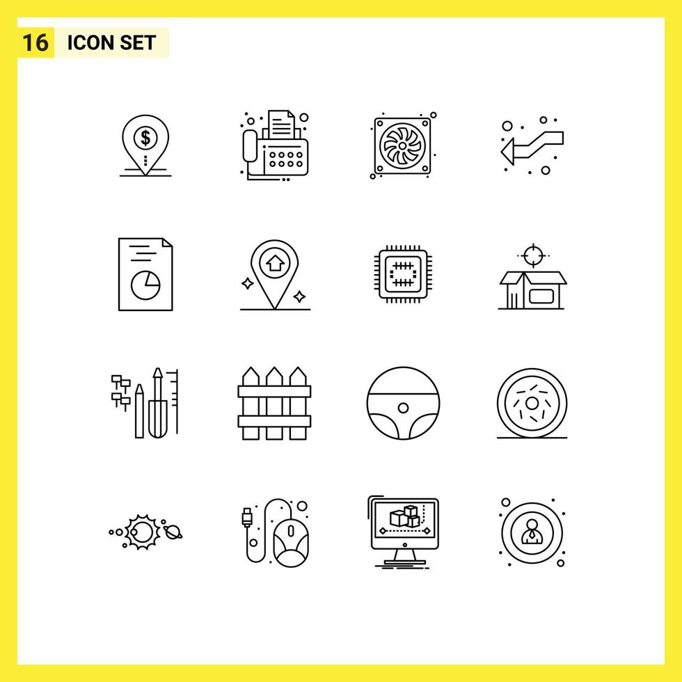 Pictogram Set of 16 Simple Outlines of left intersect fax arrows fan Editable Vector Design Elements