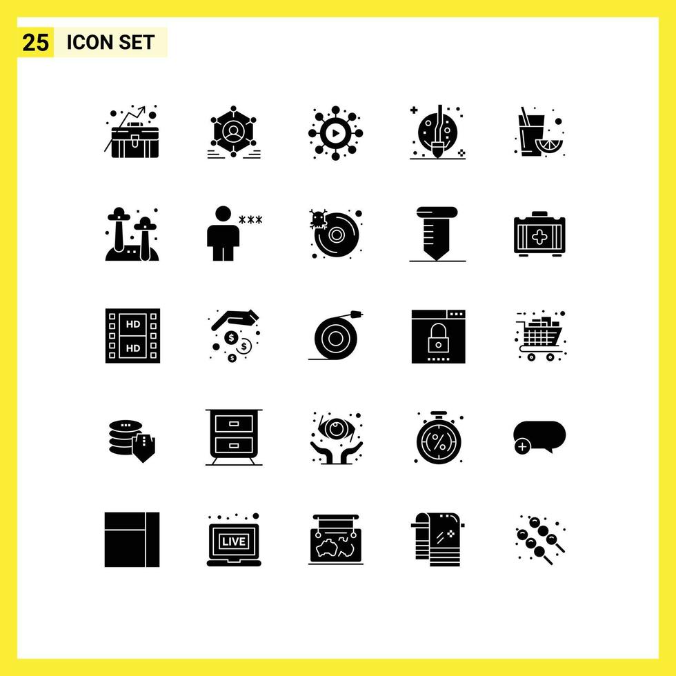 conjunto de 25 iconos de interfaz de usuario modernos símbolos signos para jugo bruja equipo luna escoba elementos de diseño vectorial editables vector