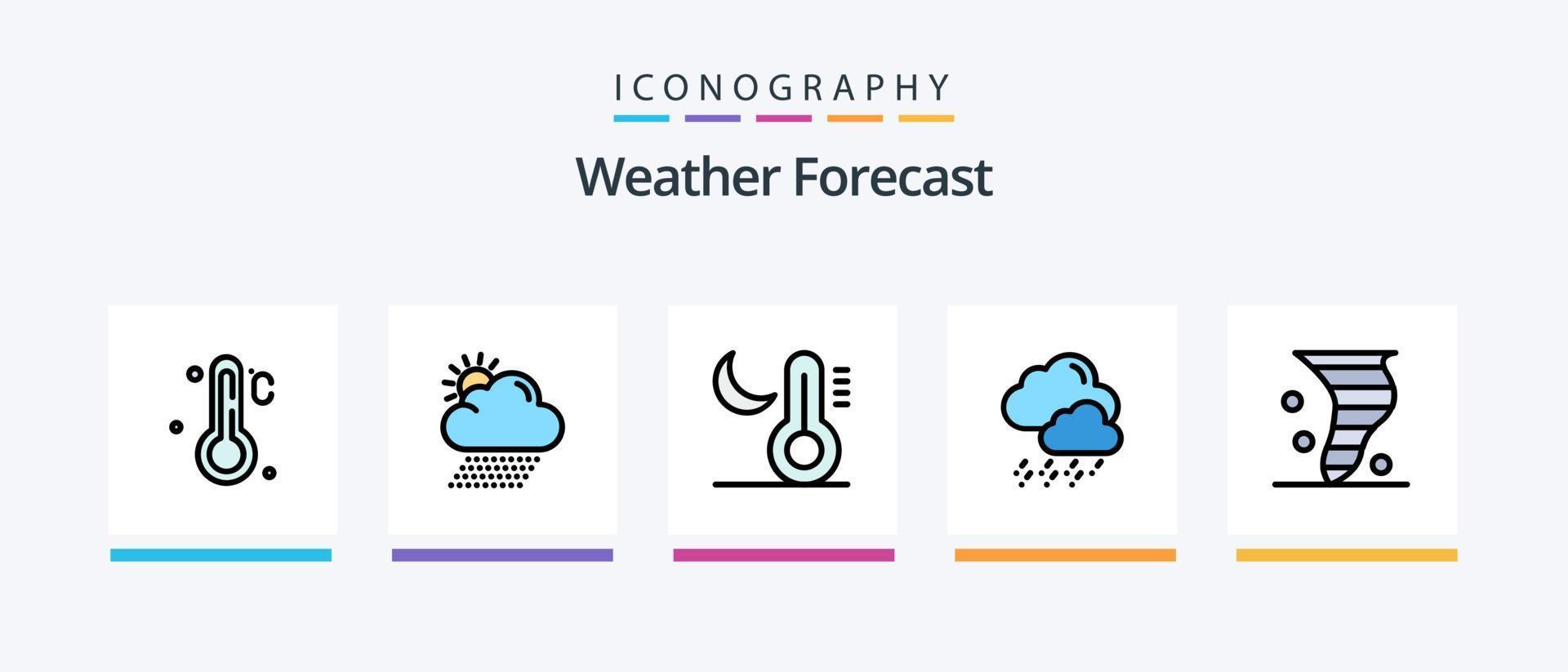 Weather Line Filled 5 Icon Pack Including temperature. cloud. air. weather. wind. Creative Icons Design vector
