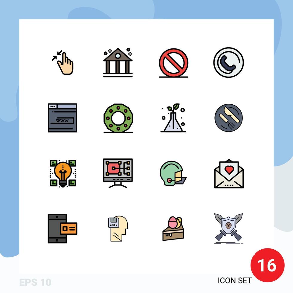 paquete de interfaz de usuario de 16 líneas básicas rellenas de color plano del formulario del sitio web cerrar elementos de diseño de vectores creativos editables del teléfono web