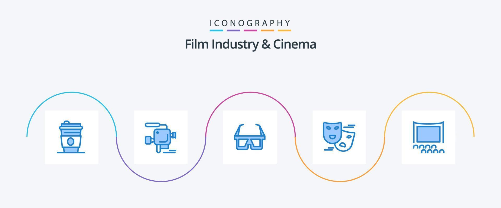 Cenima Blue 5 Icon Pack Including crowd. audience. eyewear. masks. comedy vector