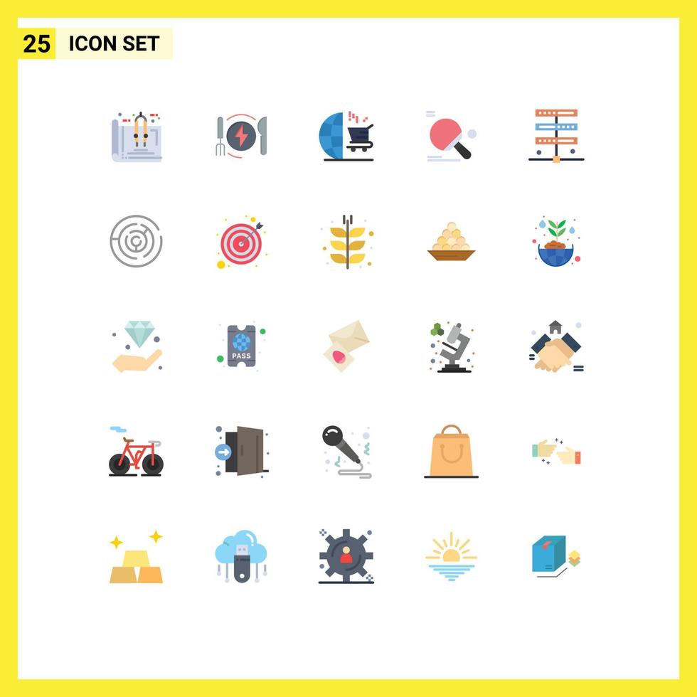 Set of 25 Modern UI Icons Symbols Signs for ball table tennis hotel sport shopping Editable Vector Design Elements